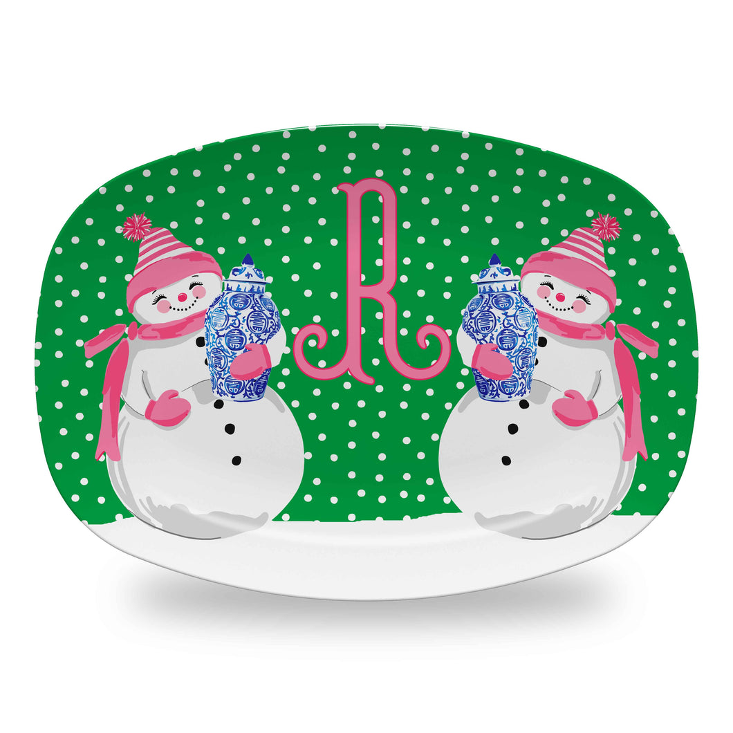 Snowoiserie Personalized Melamine Christmas Platter