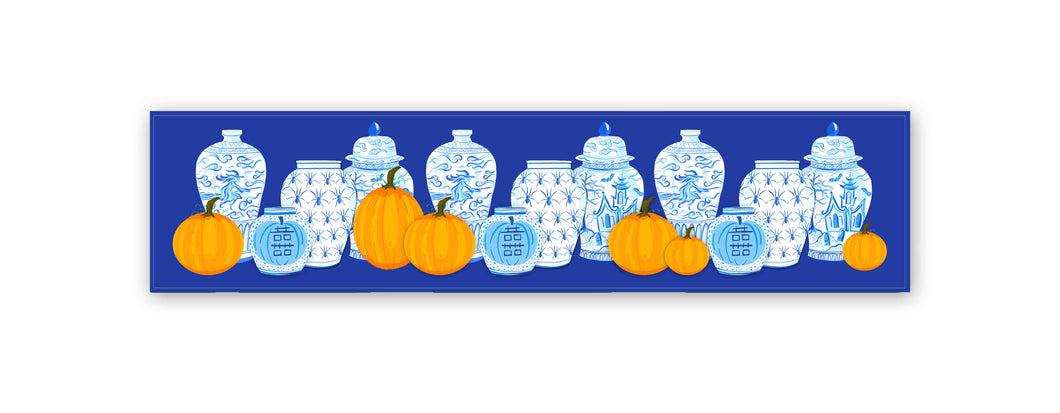 Spooky Chinoiserie Table Runner, 2 Sizes Available, Navy