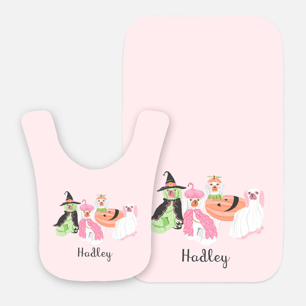Spooky Staffies Personalized Halloween Bib & Burp Cloth Gift Set