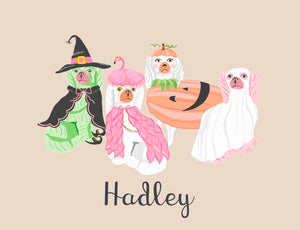 Spooky Staffies Personalized Folded Halloween Note Cards