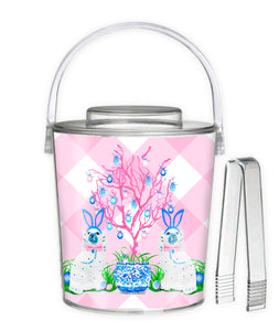 Spring Staffies Chinoiserie Easter Ice Bucket, Pink