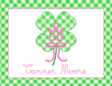 Gingham & Green Personalized Folded Note Cards