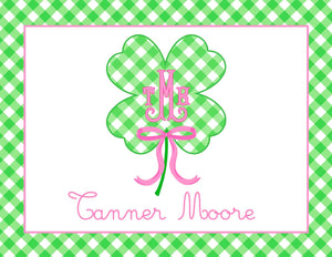 Gingham & Green Personalized Folded Note Cards