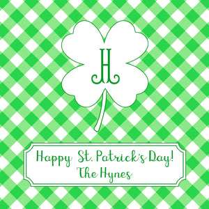 Gingham & Green Personalized St. Patrick's Day Gift Sticker Label