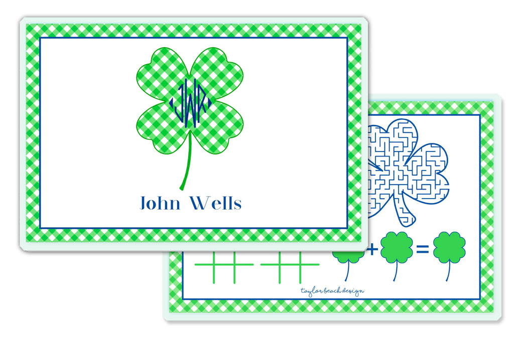 Lucky Clover St. Patrick's Day Children's Personalized Laminated Placemat, Boys