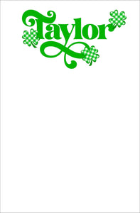 Signature Shamrock St. Patrick's Day Personalized Notepad, Multiple Sizes Available