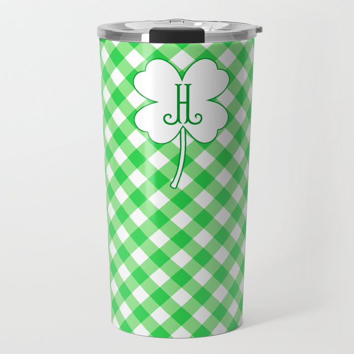 Gingham & Green Personalized St. Patrick's Day Travel Tumbler