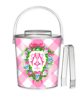 Chinoiserie Christmas Crest Personalized Holiday Ice Bucket