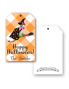 Staffie Witch Personalized Hang Tags, Orange