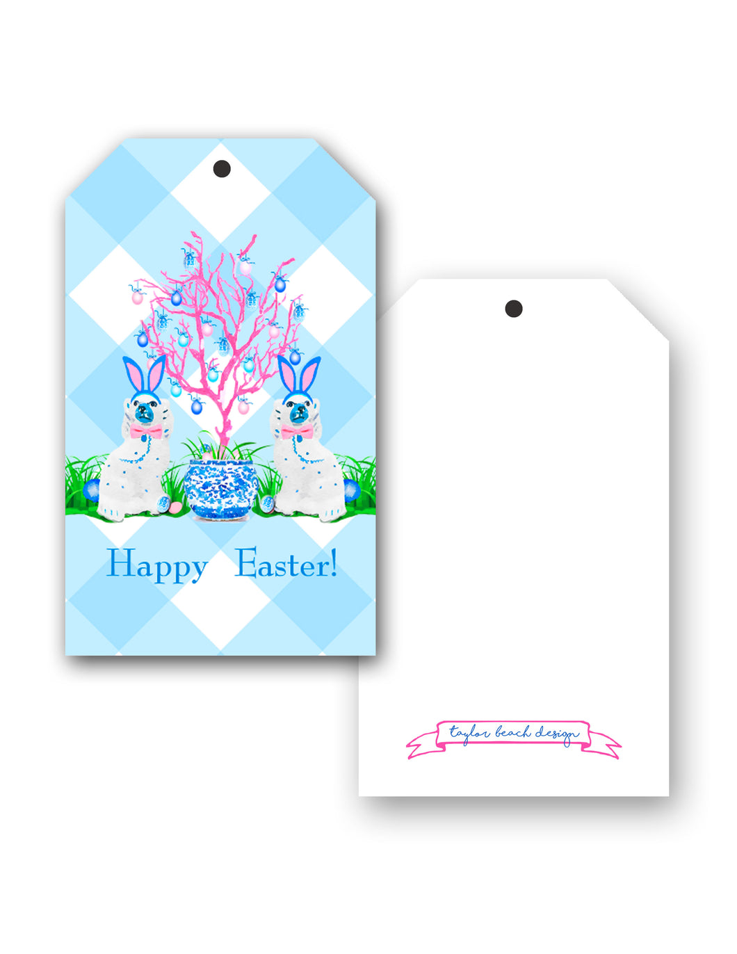 Spring Staffies Easter Hang Tags, Blue