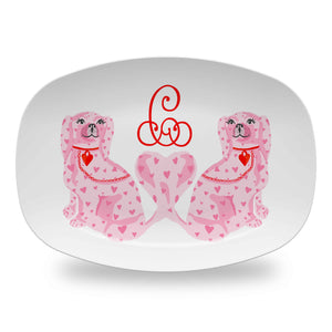 StaffHEARTshire Spaniels Valentine's Personalized Melamine Platter