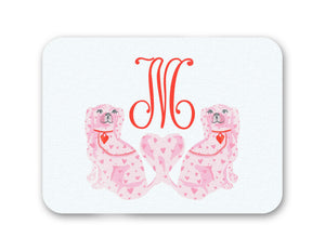 StaffHEARTshire Spaniels 16" x 12" Tempered Glass Valentine's Cutting Board