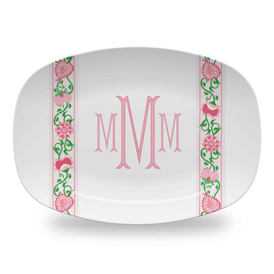 Sweetheart Suzani Border, Pink, Personalized Melamine Platter