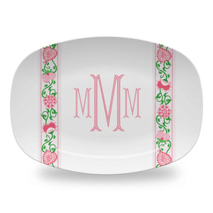 Sweetheart Suzani Border, Pink, Personalized Melamine Platter