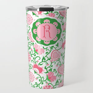 Sweetheart Suzani, Pink, Personalized Travel Tumbler