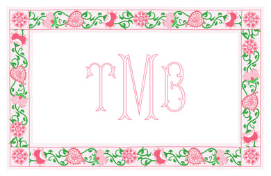 Sweetheart Suzani Border, Pink, Paper Tear-away Placemat Pad