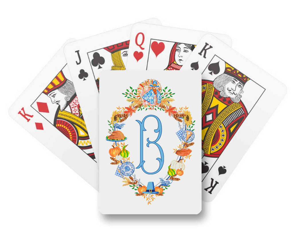Thanksgiving Crest Personalized Playing Cards