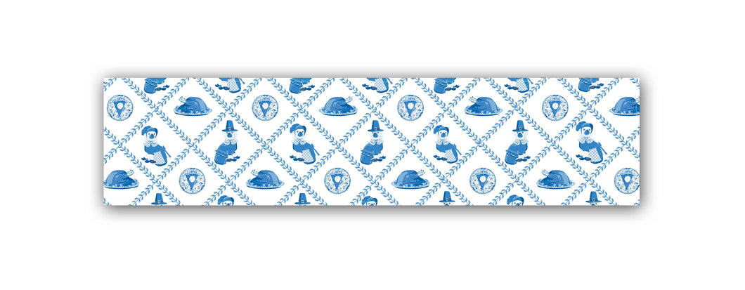 Thanksgiving Pilgrim Pooches Table Runner, 2 Sizes Available, Blue