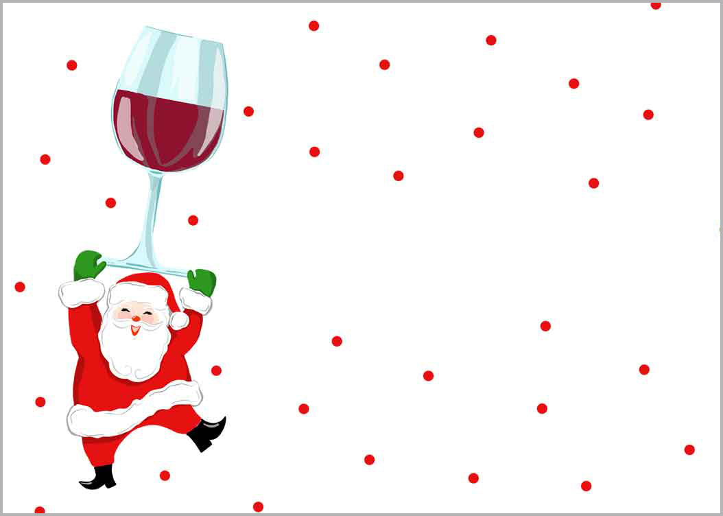 Tipsy & Bright, Red Wine, Tented Blank Christmas Place Cards