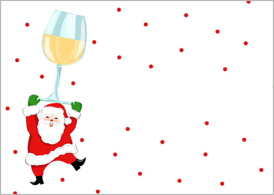 Tipsy & Bright, White Wine, Tented Blank Christmas Place Cards