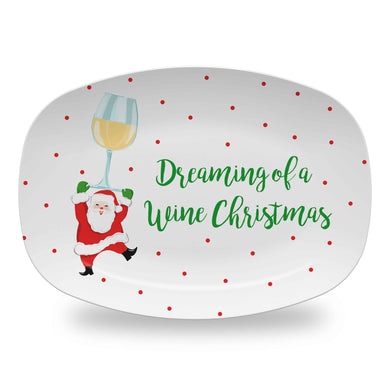 *IN STOCK* Tipsy and Bright Melamine Christmas Platter, White Wine
