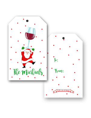 Tipsy & Bright, Red Wine, Personalized Christmas Hang Tags