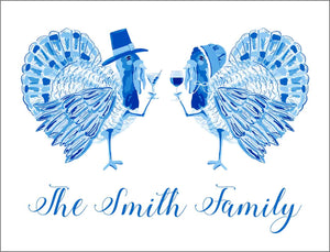 Tipsy Turkeys Thanksgiving Gift Sticker Labels, Blue, Set of 24