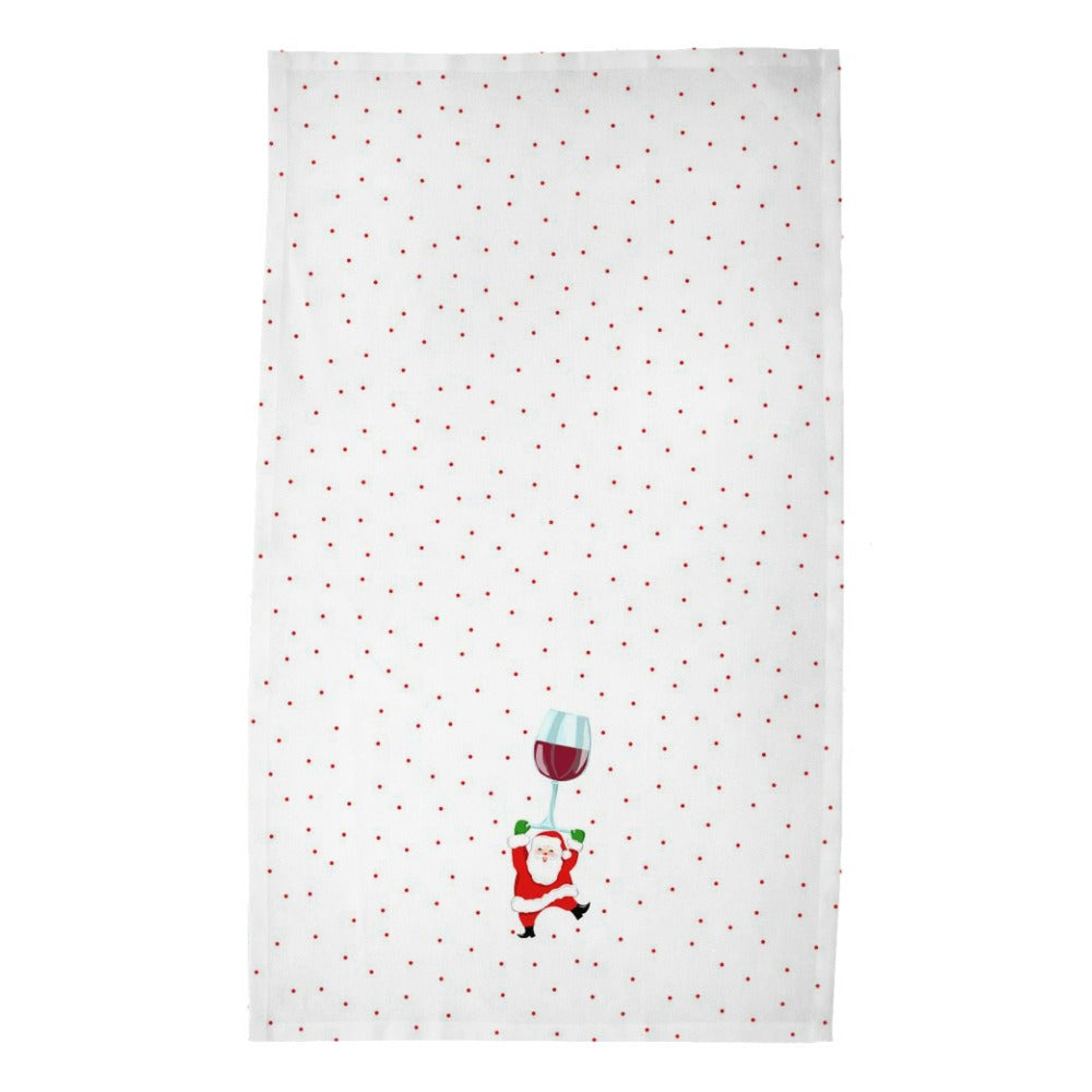 Tipsy & Bright Poly Twill Tea Towels, Set of 2, Red Wine