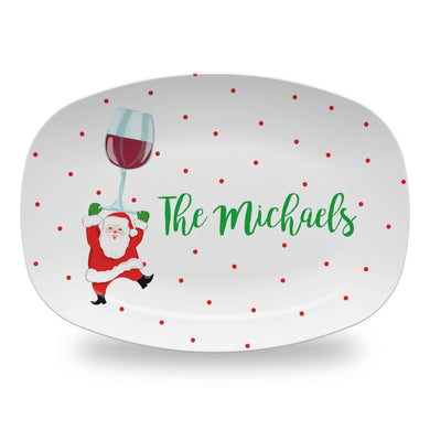 Tipsy and Bright Personalized Melamine Platter, Red Wine