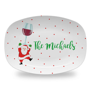 Tipsy and Bright Personalized Melamine Platter, Red Wine