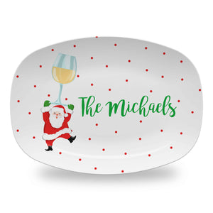 Tipsy and Bright Personalized Melamine Platter, White Wine