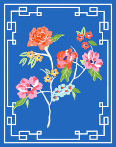Conservatory Garden, Indigo, Set of 2, Floral Art Prints