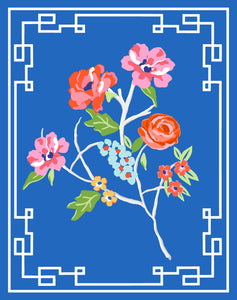 Conservatory Garden, Indigo, Set of 2, Floral Art Prints