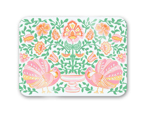 Turkey Scrollwork, Berry, 16" x 12" Tempered Glass Cutting Board
