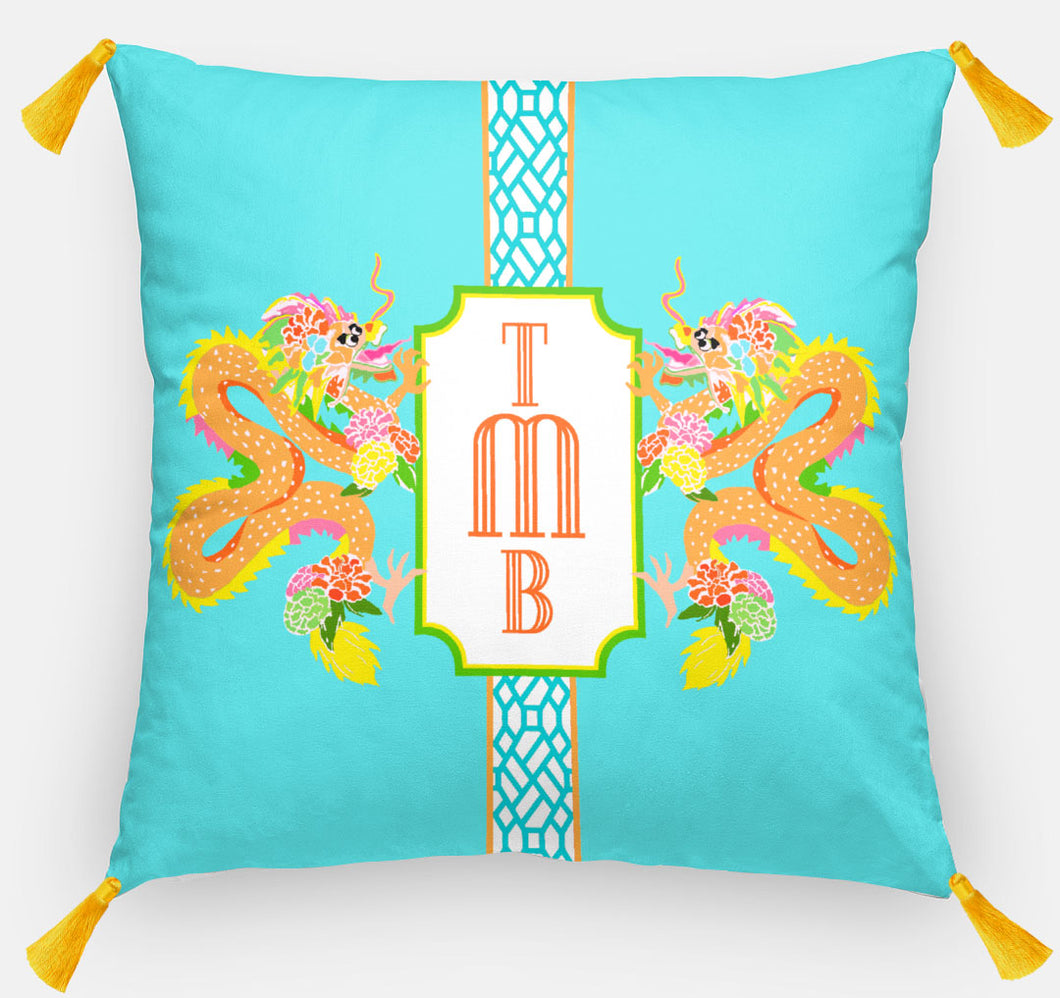 Dragon Crest Personalized Pillow, Lagoon,18