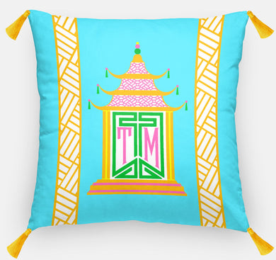 Royal Pagoda Personalized Pillow, Azurite,18