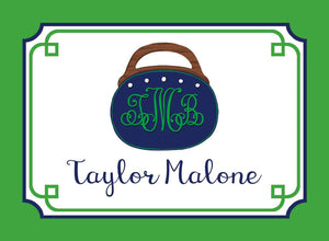 Bermuda Bag Personalized Gift Tags, Navy & Green
