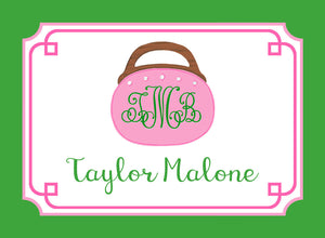 Bermuda Bag Personalized Gift Tags, Pink & Green
