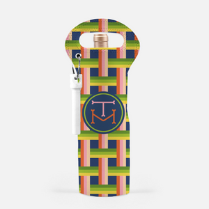 Warp & Weft Personalized Wine Carrier with Cork Screw
