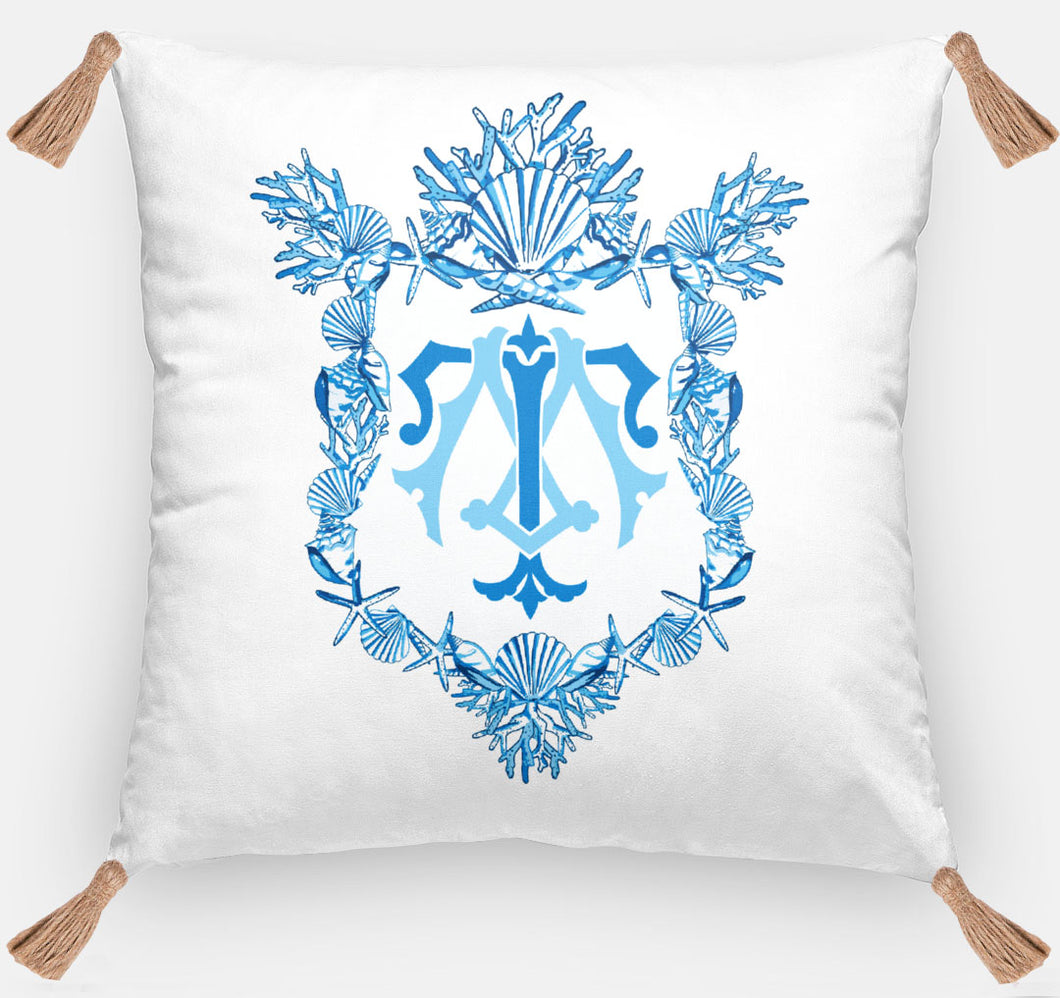Seashell Crest  Personalized Pillow, Seashore,18
