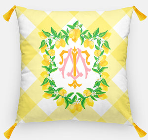 Lemon Crest Personalized Pillow, Sun Kissed,18"x18" or 20"x20"