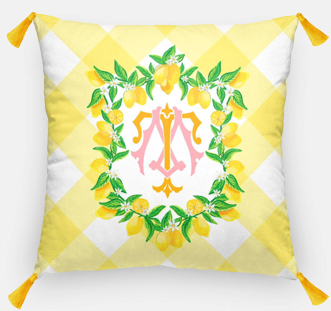Lemon Crest Personalized Pillow, Sun Kissed,18