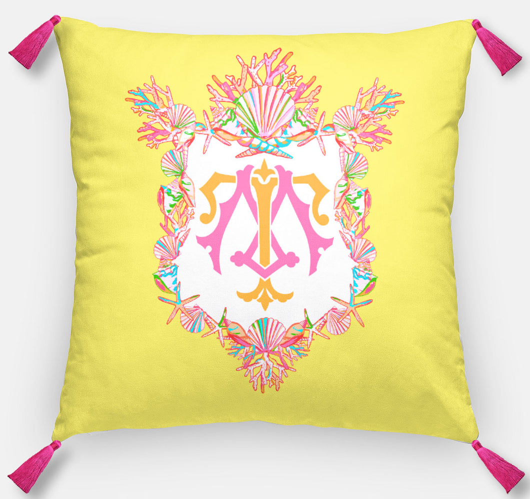 Seashell Crest  Personalized Pillow, Calypso, 18