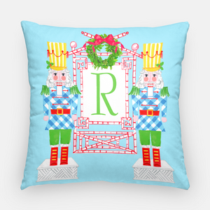 Nutcracker Sweet Holiday Personalized Pillow Cover, Winter Blue