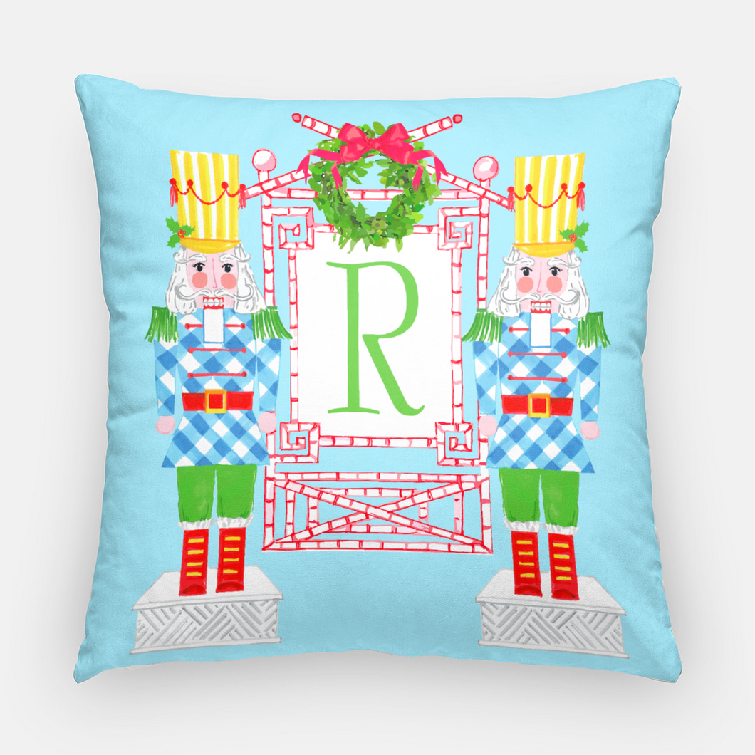 Nutcracker Sweet Holiday Personalized Pillow Cover, Winter Blue