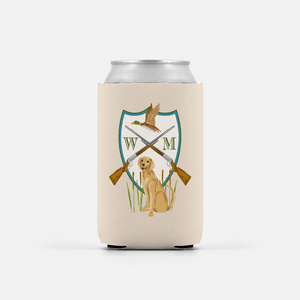 Men's Duck Hunting Custom Crest Personalized Can Coolers, Set of 2
