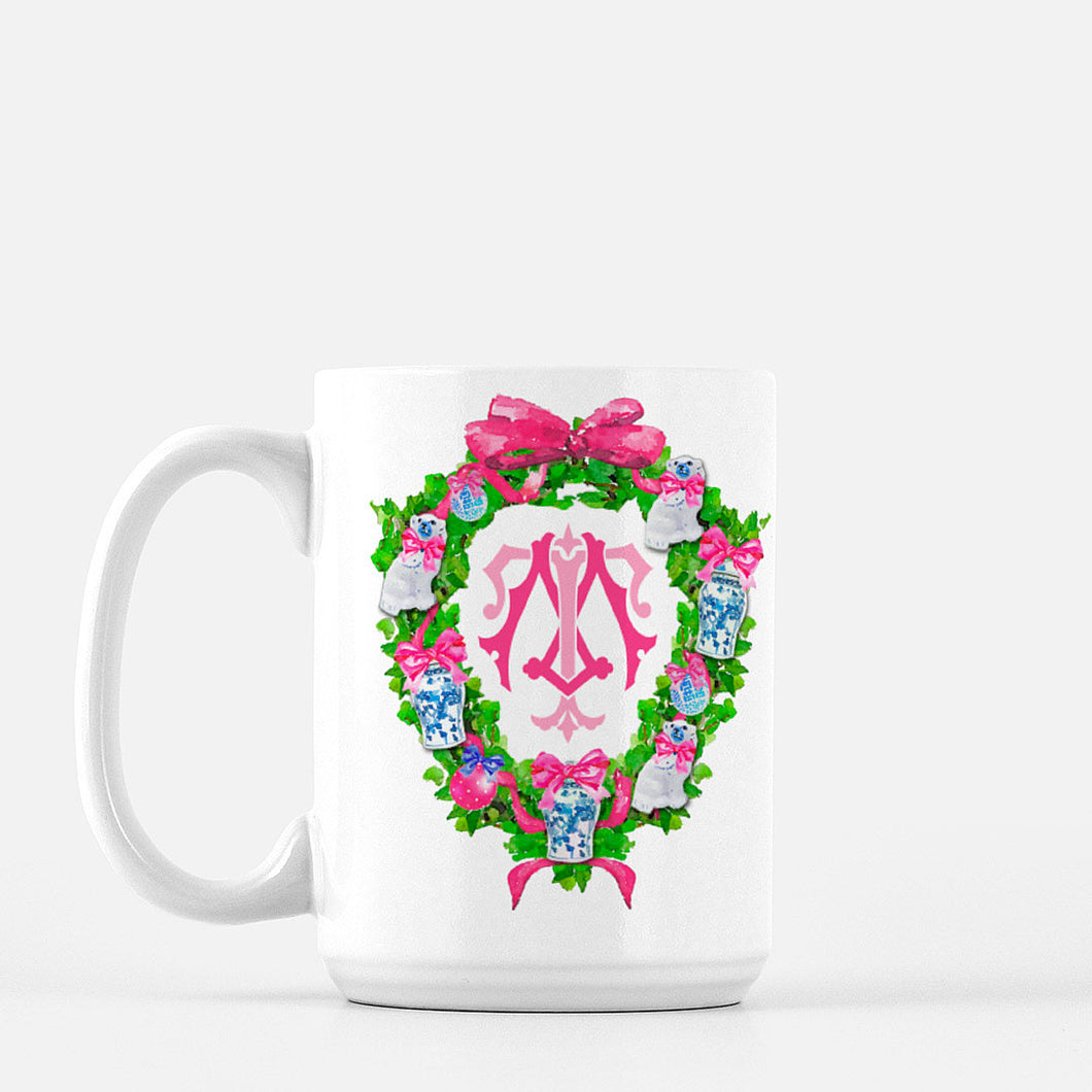Chinoiserie Christmas Crest Personalized Holiday Mug