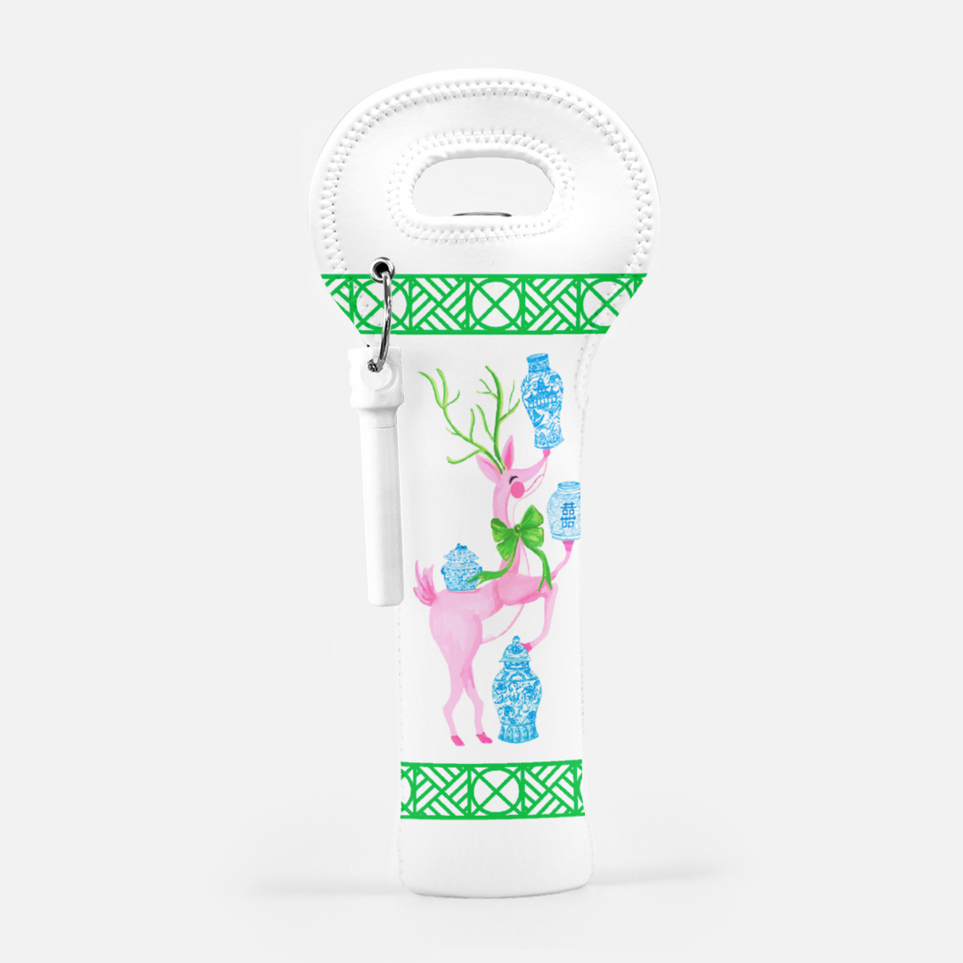 Ginger Jar Juggle Holiday Carrier with Cork Screw, Green
