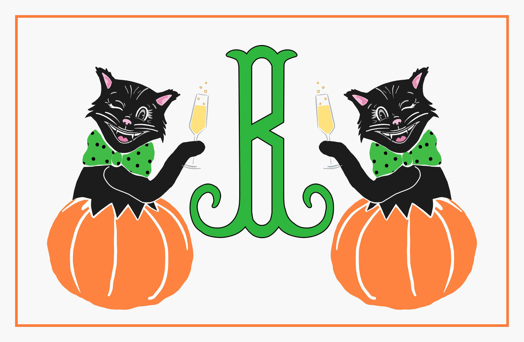 Pop the Purrsecco Halloween Personalized Paper Tear-away Placemat Pad