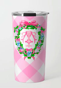 Chinoiserie Christmas Crest Personalized Holiday Travel Tumbler